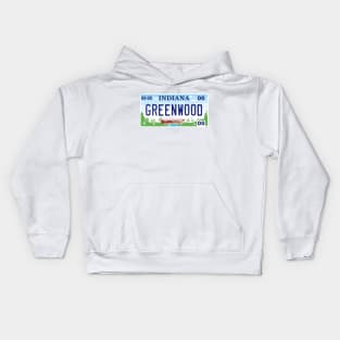 Greenwood Indiana License Plate Kids Hoodie